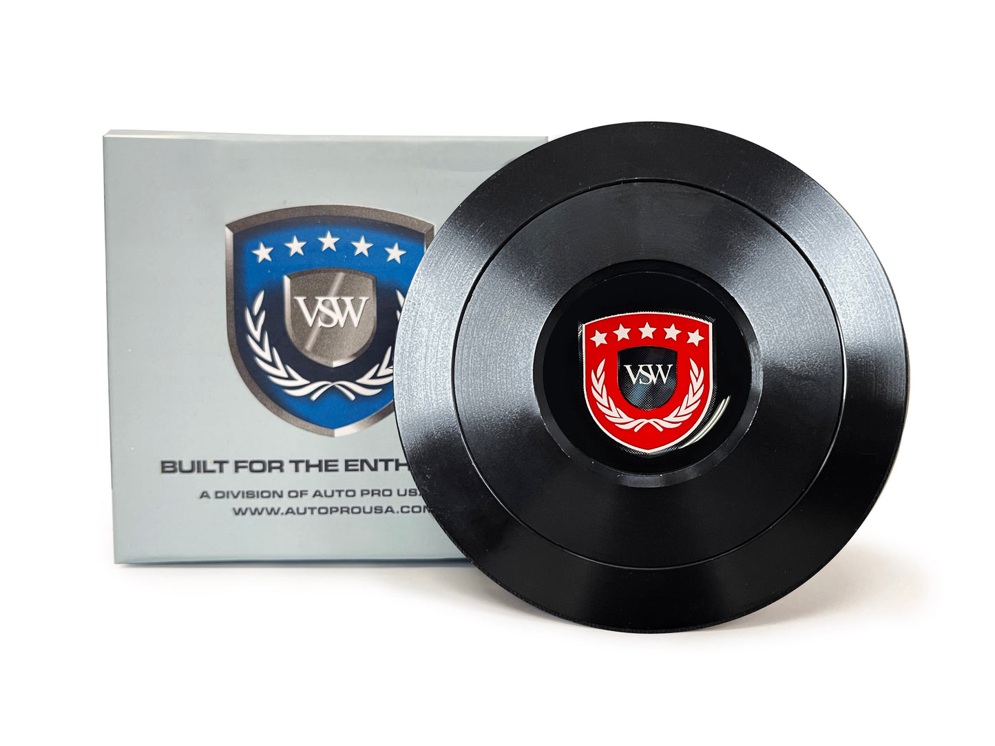 VSW S9 Premium Black Billet Horn Button with Red VSW Emblem