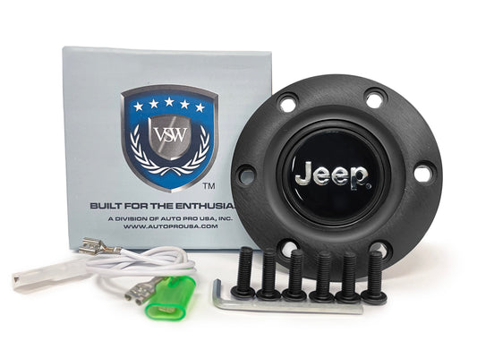 VSW S6 Black Horn Button with Jeep Emblem