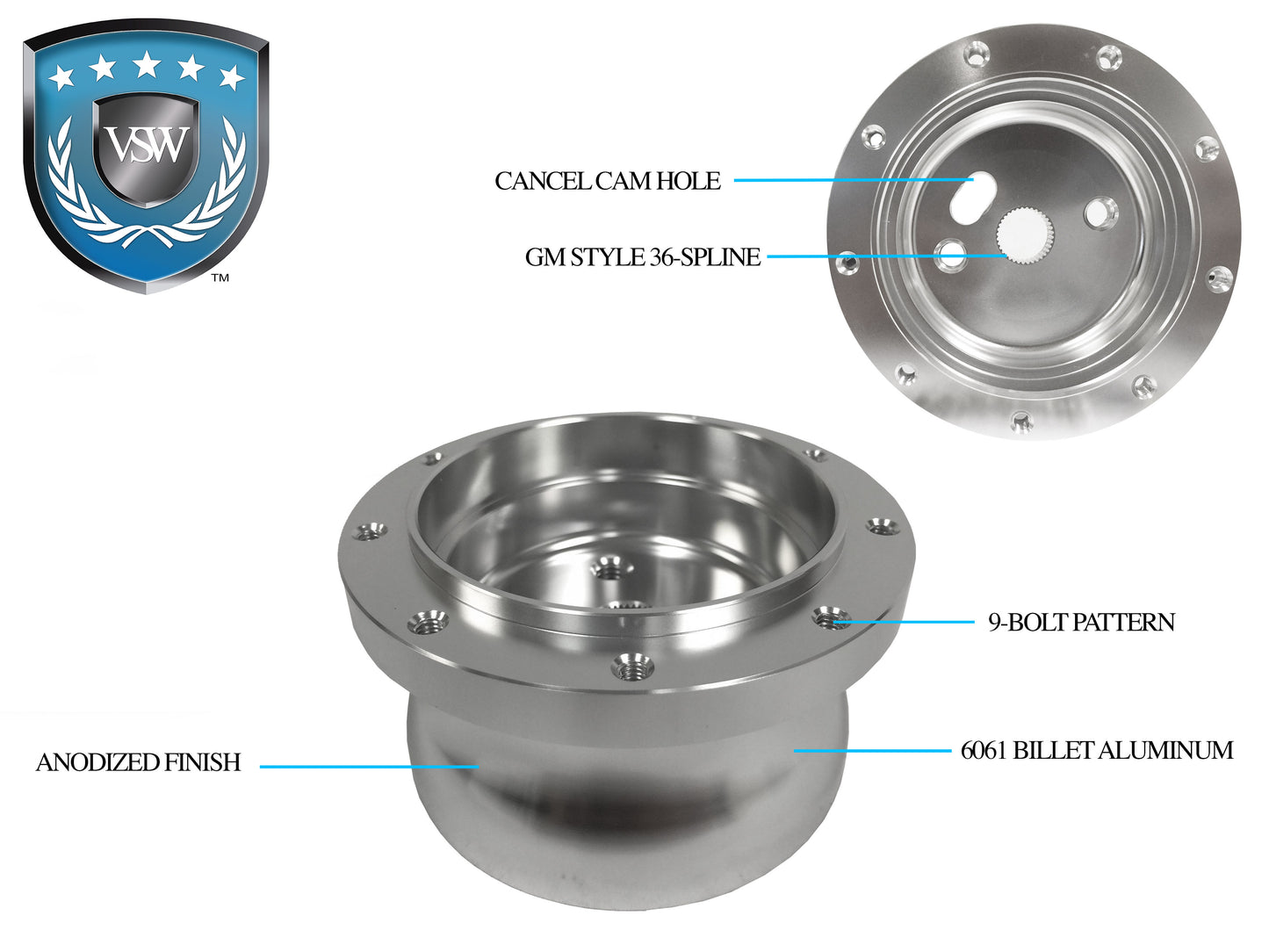 1969-94 GM 9-Bolt Black Hub Adapter STH1004BLK