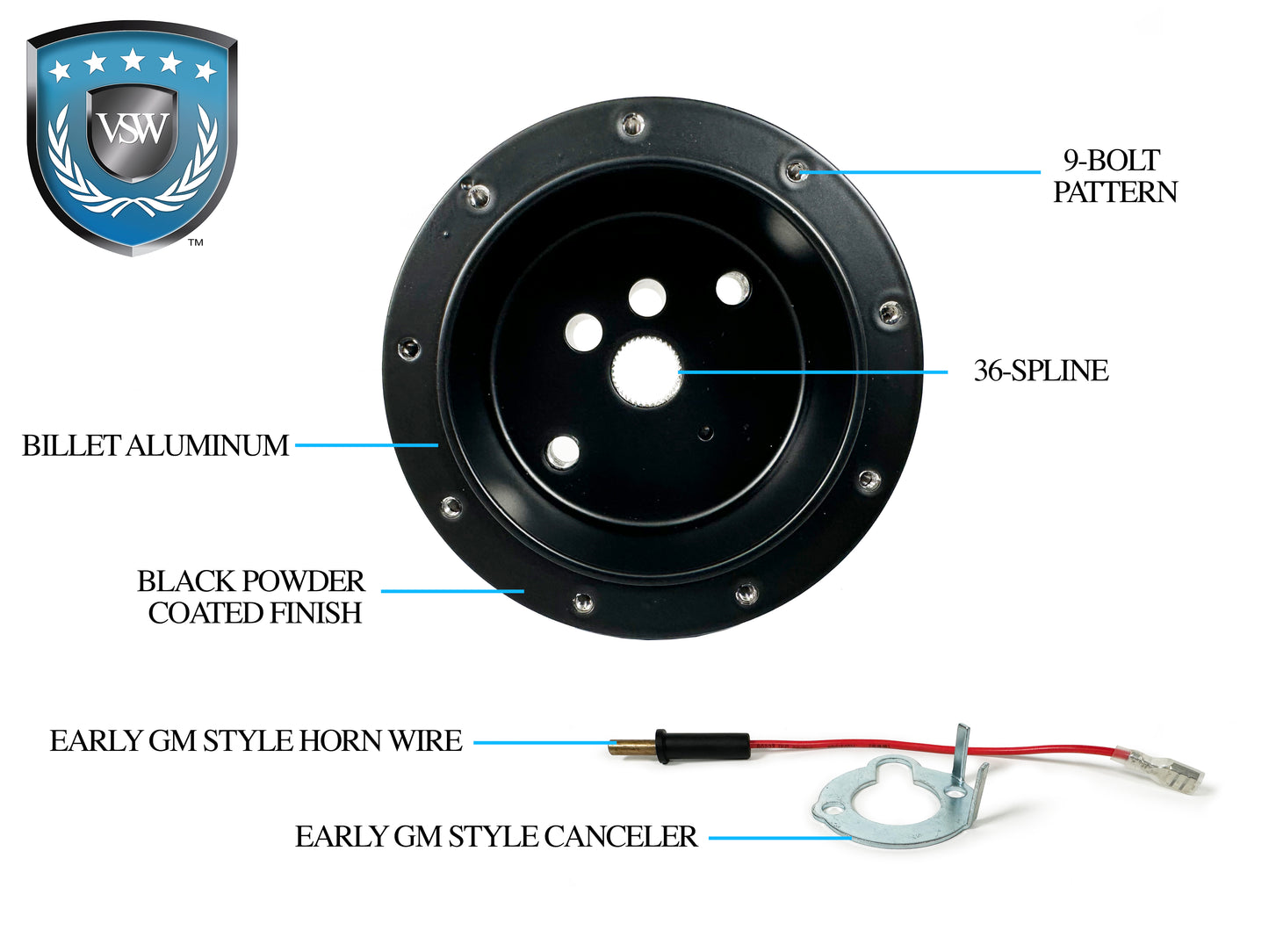 1955-68 GM Black 9-Bolt Hub Adapter STH1005BLK
