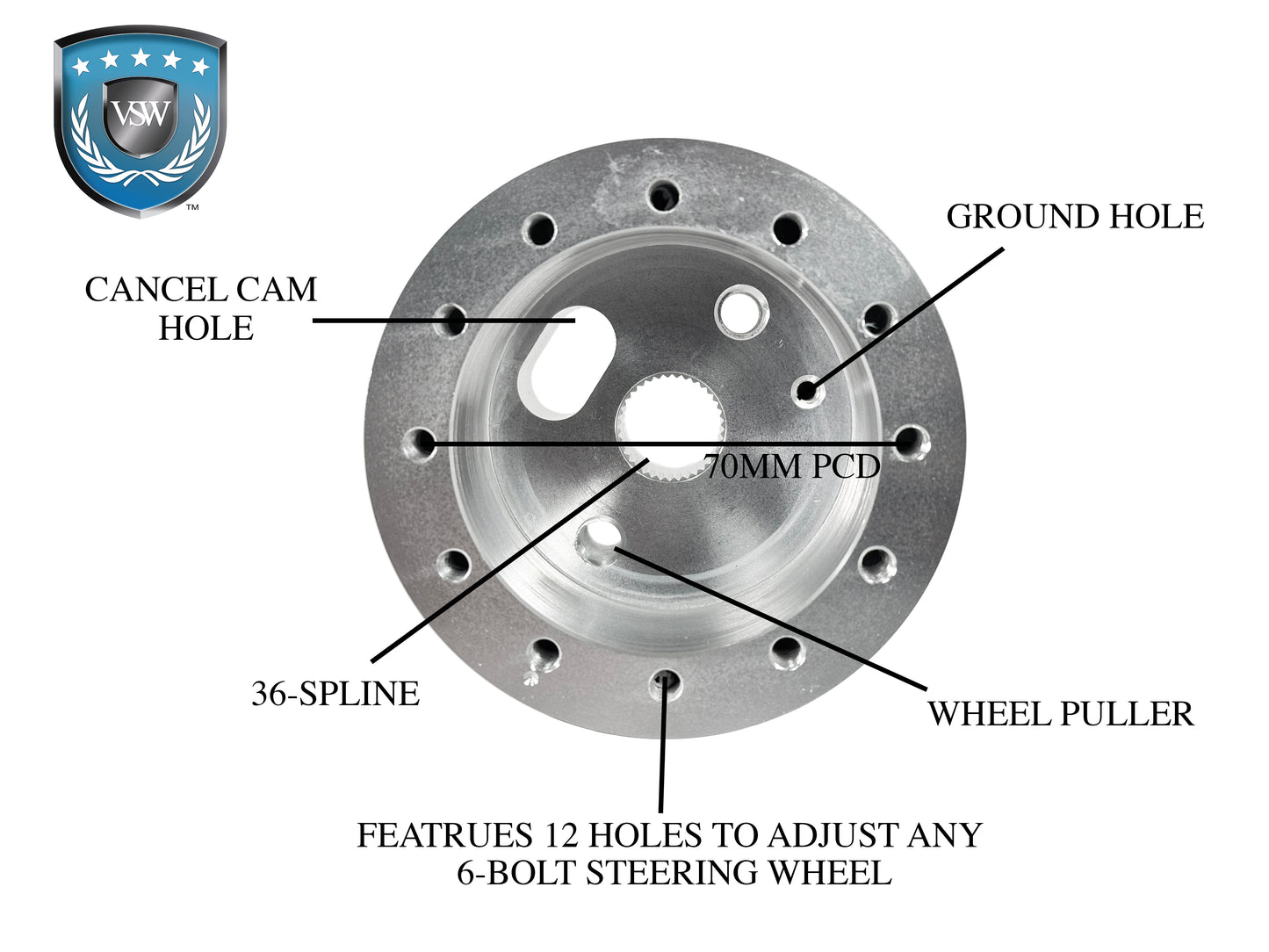 6-Bolt Silver Hub Adapter for Flaming River Columns w/GM Spline STH1035SIL