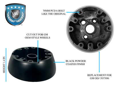 1969-1989 GM Wood Wheel Black Adapter, SWA1002BLK replaces OE# 3937896