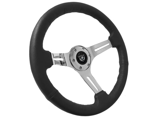 S6 Sport Black Leather Chrome 6Bolt Steering Wheel