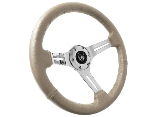 S6 Sport Tan Leather Chrome Steering Wheel, ST3012