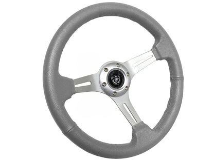 S6 Gray Leather Brushed Aluminum Steering Wheel