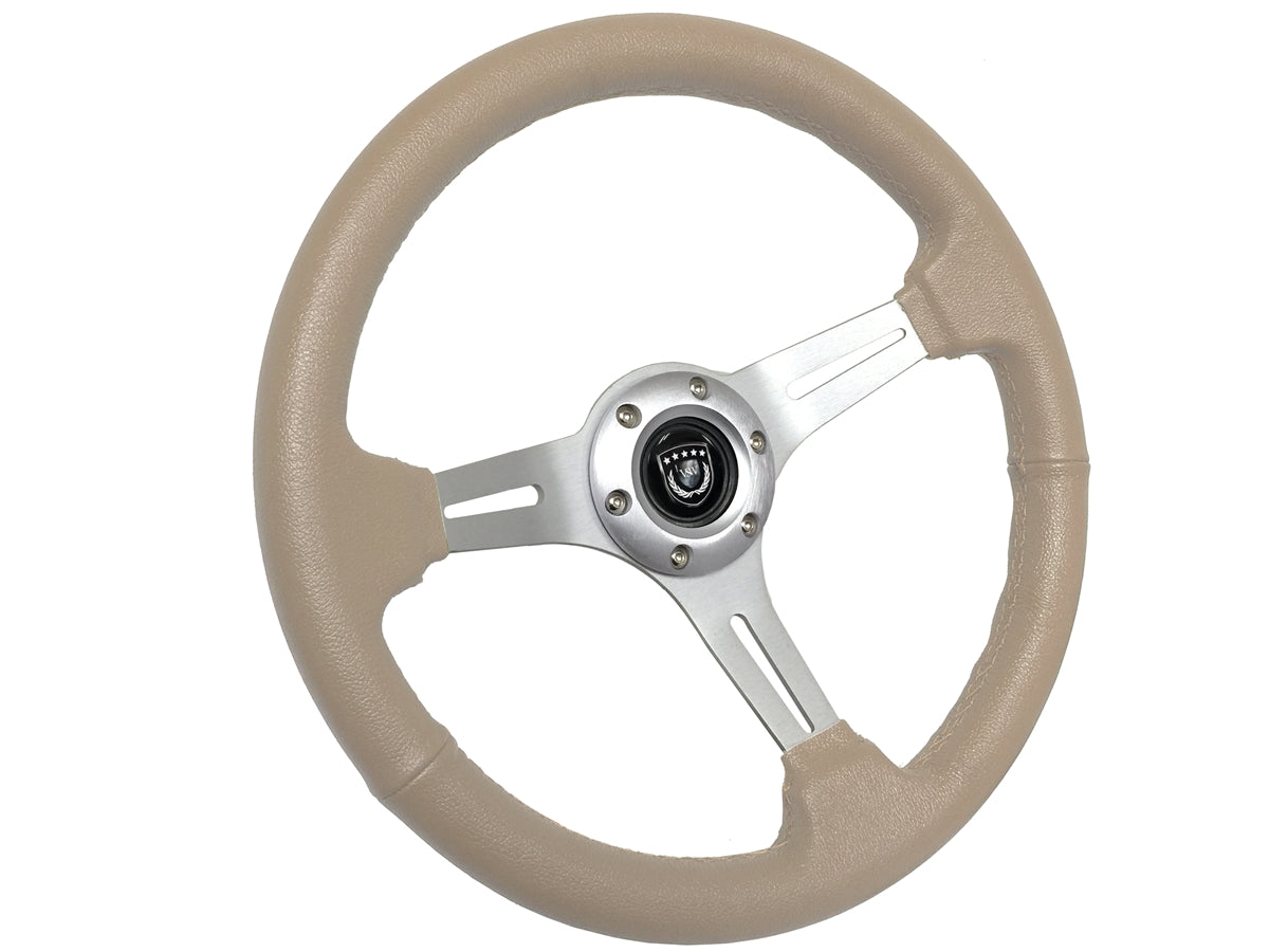 S6 Tan Leather Brushed Aluminum Steering Wheel
