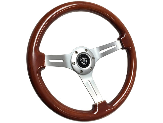 S6 Mahogany Wood Brushed Aluminum Steering Wheel