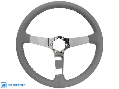 S6 Step Gray Leather Chrome Center Steering Wheel