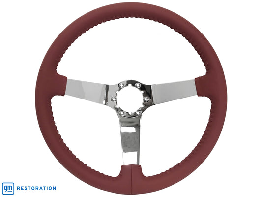 S6 Step Red Leather Chrome Center Steering Wheel