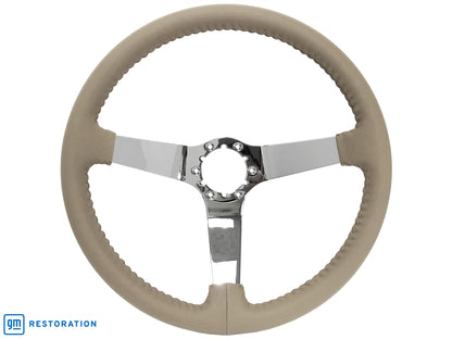 S6 Step Tan Leather Chrome Center Steering Wheel