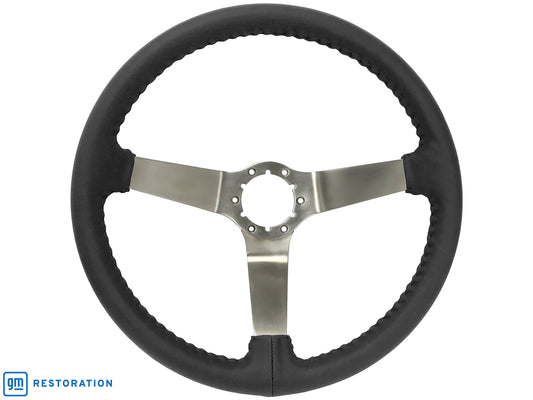 S6 Black Leather Stainless Steel Steering Wheel