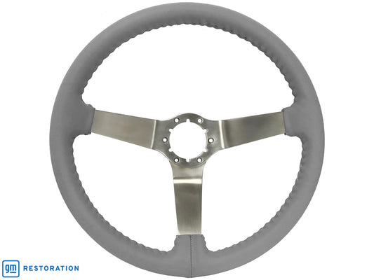 S6 Gray Leather Stainless Steel Steering Wheel