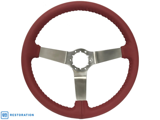 S6 Red Leather Stainless Steel Steering Wheel