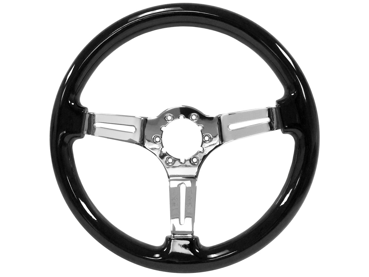 S6 Black Ash Wood Chrome 6Bolt Steering Wheel