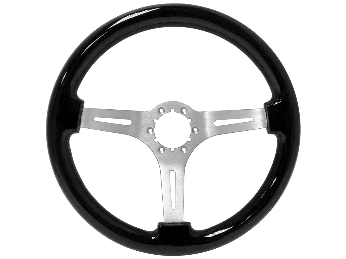 S6 Black Ash Wood Brushed Aluminum Steering Wheel