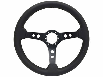 S6  Leather Black Aluminum Holes Steering Wheel