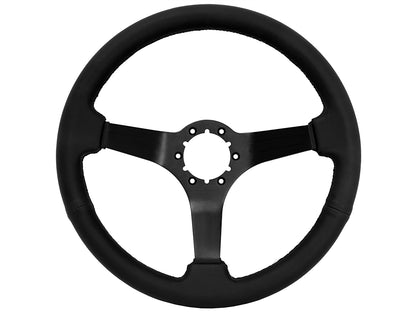 S6 Leather Black Aluminum 6-Bolt Steering Wheel
