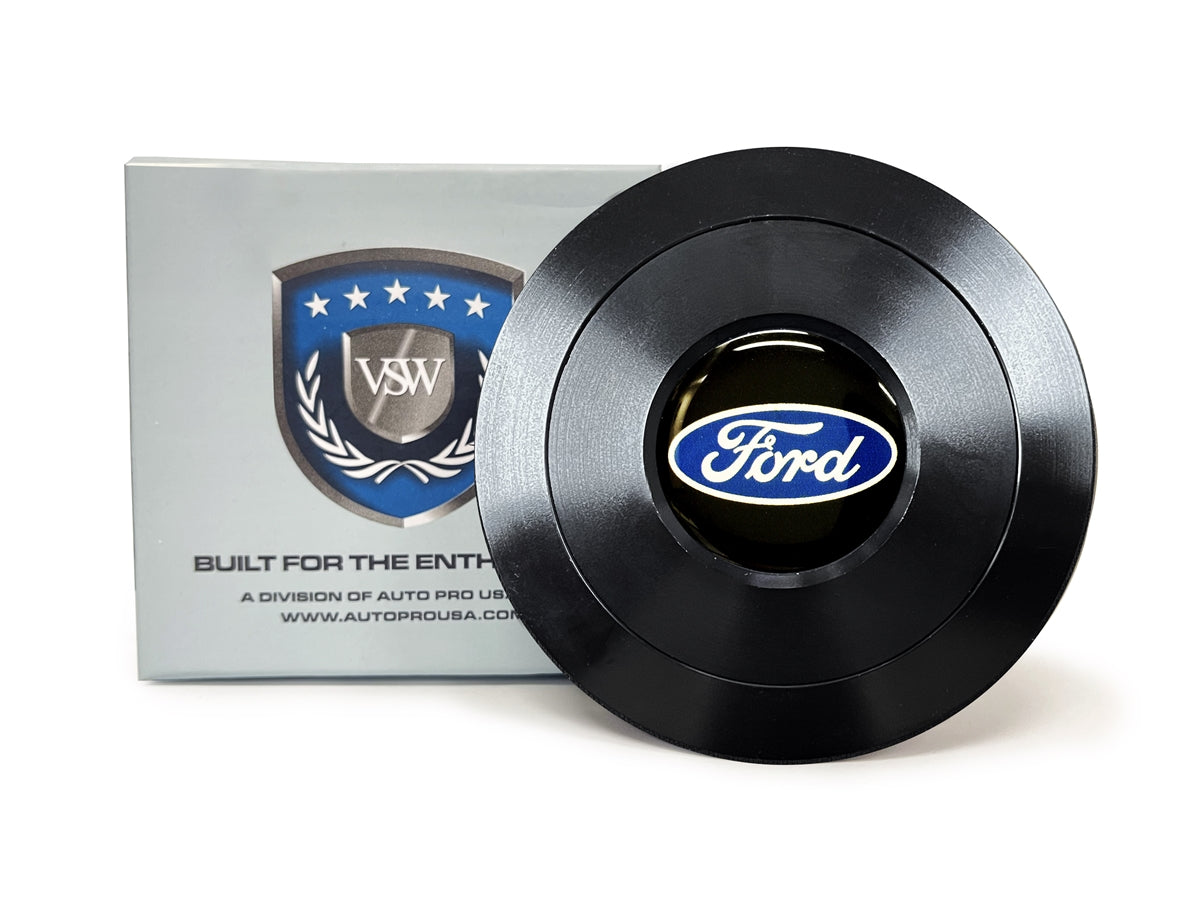 S9 Premium Black Horn Button Ford Blue Oval Emblem