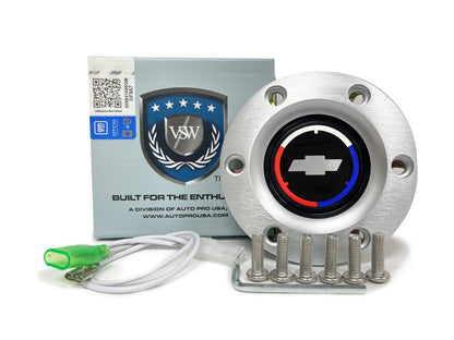 S6 Brushed Tri-Color Chevy Bow Tie Horn Button
