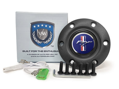Auto Pro USA Mustang Blue Pony Horn Button 6 Bolt